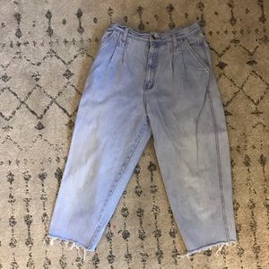 Super high waisted distressed jean